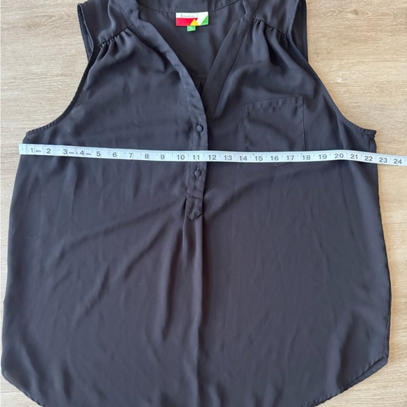 Modcloth Fervour Womens Top Chiffon Black Sleeveless Pocket Shell Button SZ XL - Picture 4 of 5